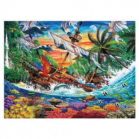 Cartoon Sailing Ship - Full Round Diamond Painting