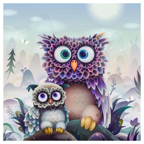 Cartoon Owl - Full Round Diamond Painting
