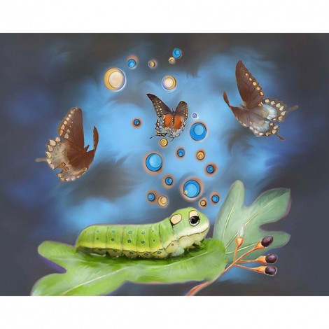 Cartoon Insects Butterflies - Full Round Diamond Painting