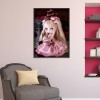 Cartoon Girl in Pink - Full Round Diamond Painting