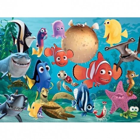 Cartoon Fish Party - Full Round Diamond Painting