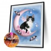 Moon Cat-Full Round Diamond Painting