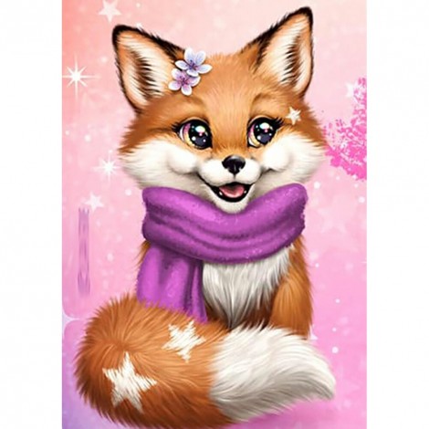 Fox with Flower -Full Round Diamond Painting