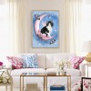 Moon Cat-Full Round Diamond Painting
