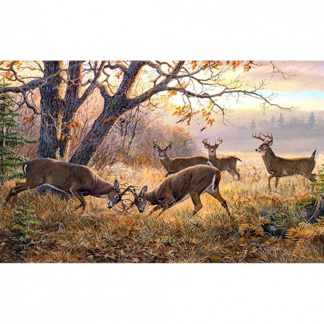 Fighting Elk-Full Round Diamond Painting