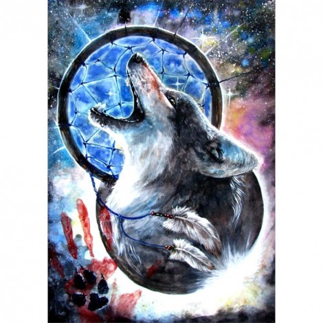 Wolf Dreamcatcher - Full Round Diamond Painting