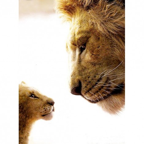 Lion Mother Love-Full Round Diamond Painting