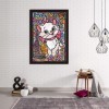 Cartoon White Cat - Full Round Diamond Painting