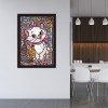 Cartoon White Cat - Full Round Diamond Painting