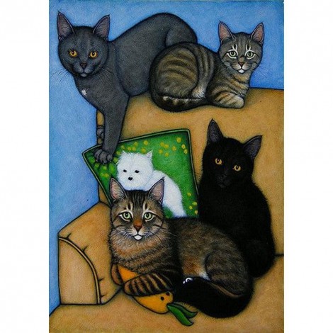 Black Cats Family - Full Square Diamond Painting
