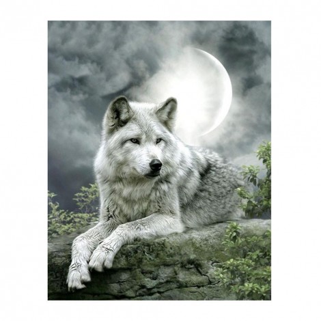 Moonlight Wolf - Partial Round Diamond Painting