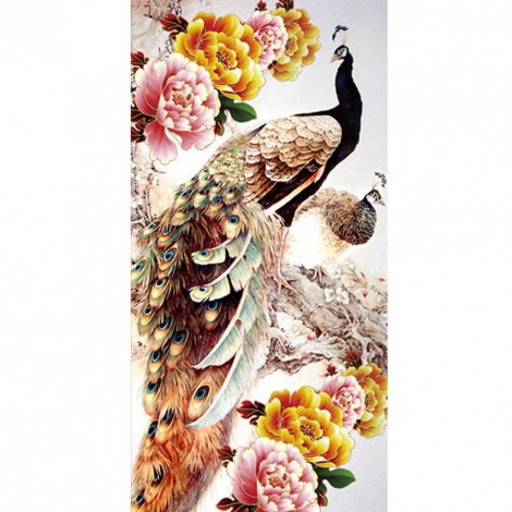 Peacock - Partial Round Diamond Painting(55*30cm)