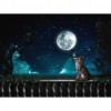 Cat Touch Moon - Full Round Diamond Painting