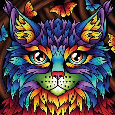 Colorful Cat - Full Round Diamond Painting
