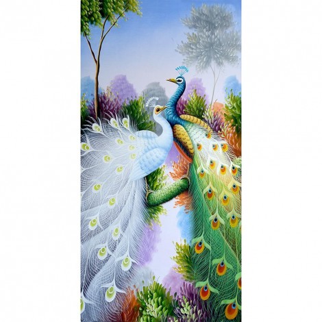 Peacock - Partial Round Diamond Painting(30*55cm)