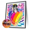 Color Heart Dogs- Full Round Diamond Painting