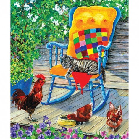 Casual Cat Chicken - Full Round Diamond Painting