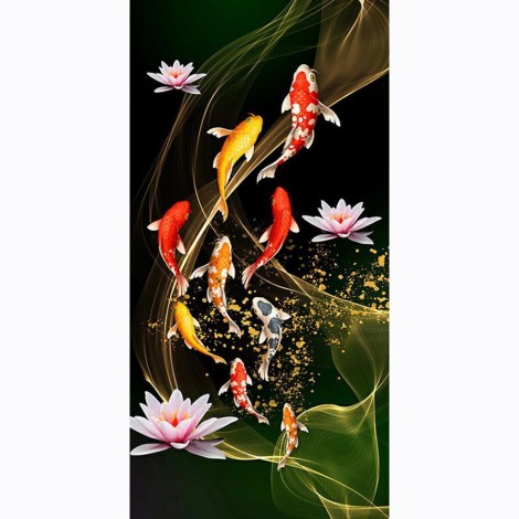 Fish Lotus - Full Round Diamond Painting(85*45cm)