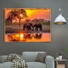 Sunset Elephant - Full Round Diamond Painting