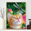 Cat Dragonfly - Full Round Diamond Painting