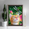 Cat Dragonfly - Full Round Diamond Painting