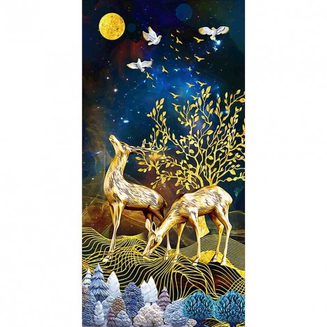 Gold Deer - Full Round Diamond Painting(85*45cm)
