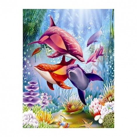 Colorful Dolphin - Partial Round Diamond Painting