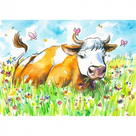 Cattle- Full Round Diamond Painting