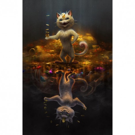 Standing Inverted Cat - Full Round Diamond Painting