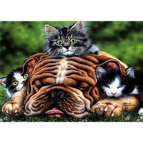 Dog Cat - Full Round Diamond Painting