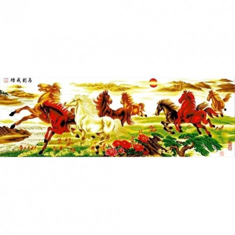 Horses - Full Round Diamond Painting(80*30cm)