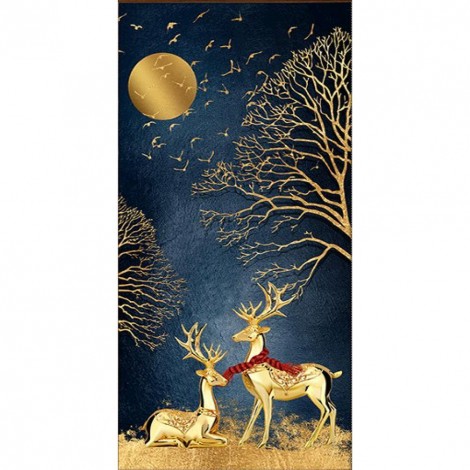 Gold Lucky Deer - Full Round Diamond Painting(85*45cm)