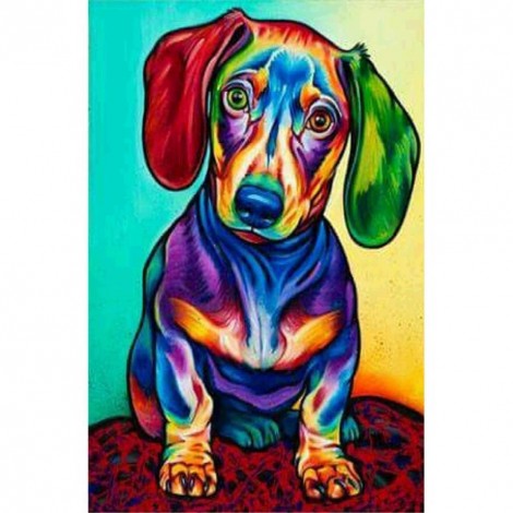 Colorful Dog - Partial Round Diamond Painting