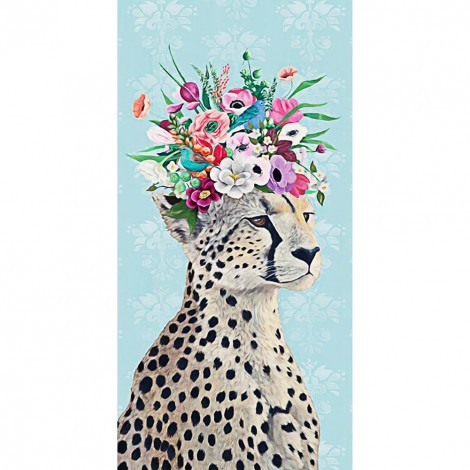 Flower Leopard - Crystal Rhinestone Diamond Painting(85x45cm)