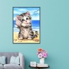 Cat in Seaside - Partial Round Diamond Painting