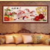 Peony Nine Fish - Partial Round Diamond Painting(80*35cm)