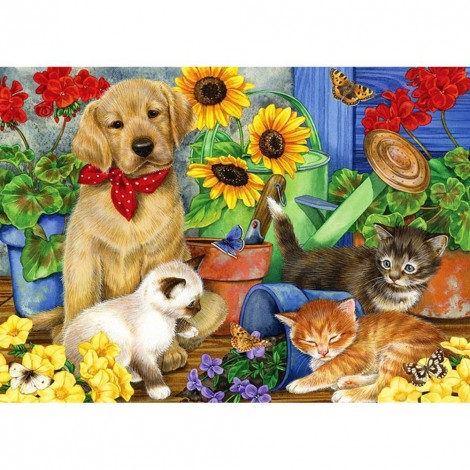 Cat and Dog - Full Round Diamond Painting