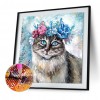 Flower Cat -Partial Round Diamond Painting