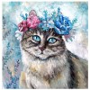 Flower Cat -Partial Round Diamond Painting
