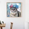 Flower Cat -Partial Round Diamond Painting