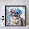 Flower Cat -Partial Round Diamond Painting