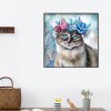 Flower Cat -Partial Round Diamond Painting