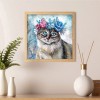Flower Cat -Partial Round Diamond Painting