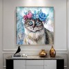 Flower Cat -Partial Round Diamond Painting