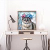 Flower Cat -Partial Round Diamond Painting