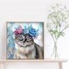 Flower Cat -Partial Round Diamond Painting