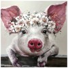 Flower Pig - Full Round Diamond Painting