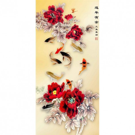 Five-Flavored Fish - Partial Round Diamond Painting(50*30cm)