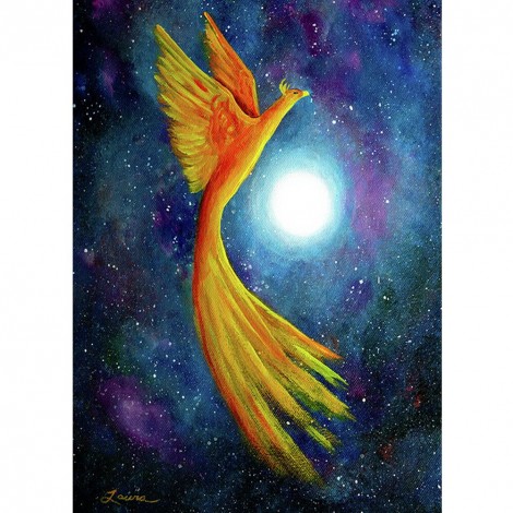 Phoenix Under Moon-Full Round Diamond Painting