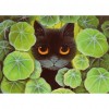 Lotus Leaf Cat- Full Round Diamond Painting